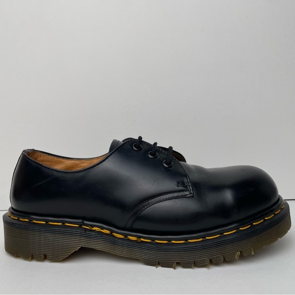 Vintage Dr. Martens 1925 MIE Black Leather Steel Toe Oxfords Shoes UK 5 - Picture 3 of 14